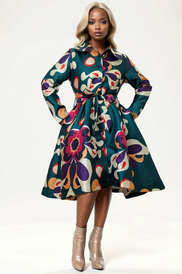 PLEATED HI-LO JACKET DRESS