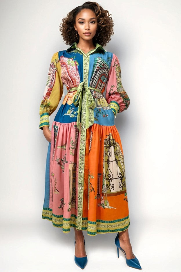 BUTTON DOWN FLORAL DRESS